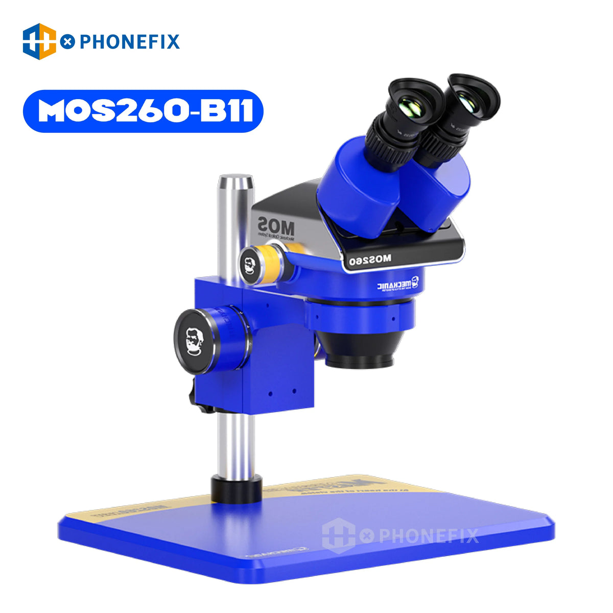 Microscope binoculaire stéréo trinoculaire MECHANIC MOS300 6-45X avec éclairage électrique et mise au point réglable, fabriqué par PHONEFIX.
