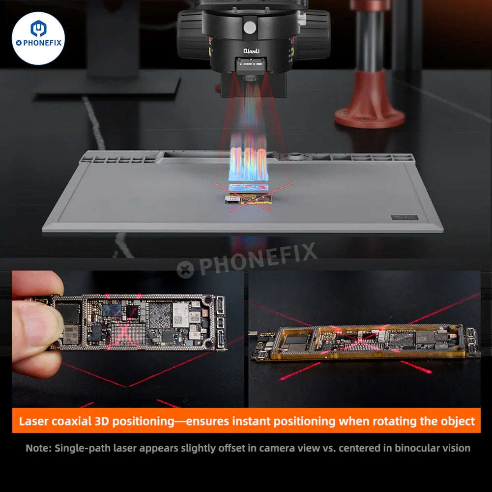 QianLi 6.5X-58X Gorilla Trinocular Microscope by PHONEFIX, electric microscope with adjustable zoom and trinocular viewing head.