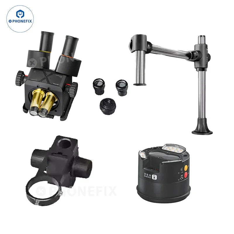 PHONEFIX QianLi 6.5X-58X Gorilla Trinocular Electric Microscope for detailed magnification inspection.