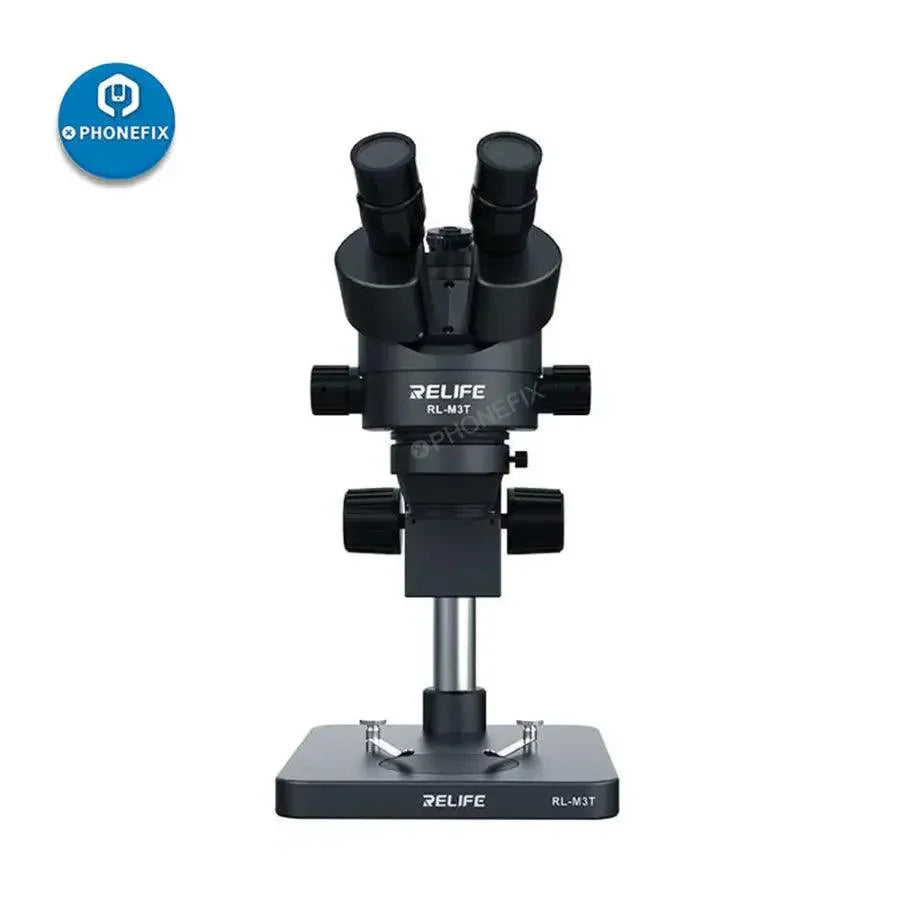RELIFE RL-M3T 7X-45X trinocular HDMI stereo microscope for PCB repair, electric microscope for detailed electronic work.