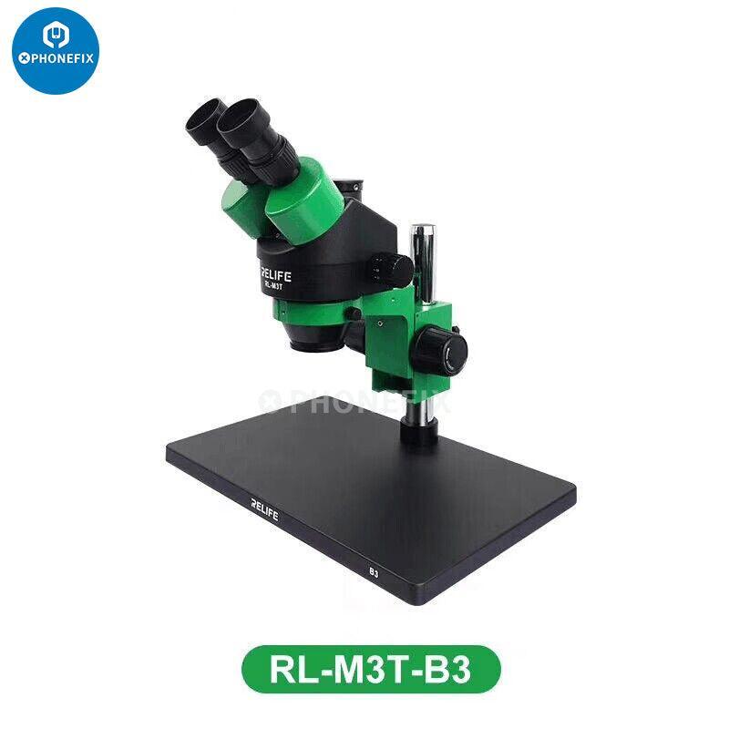 RELIFE RL-M3T 7X-45X trinocular HDMI stereo microscope for PCB repair, black electric microscope by PHONEFIX.