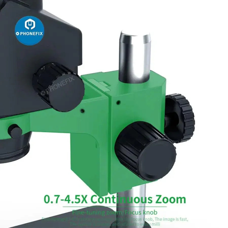 Microscope stéréo trinoculaire Relife RL-M3T-B1 pour le soudage de circuits imprimés, doté d'un éclairage électrique et d'un fort grossissement.
