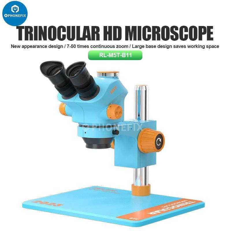 Relife RL-M5T-B11 7-50X HD trinocular zoom stereo microscope for detailed electric microscopy by PHONEFIX.