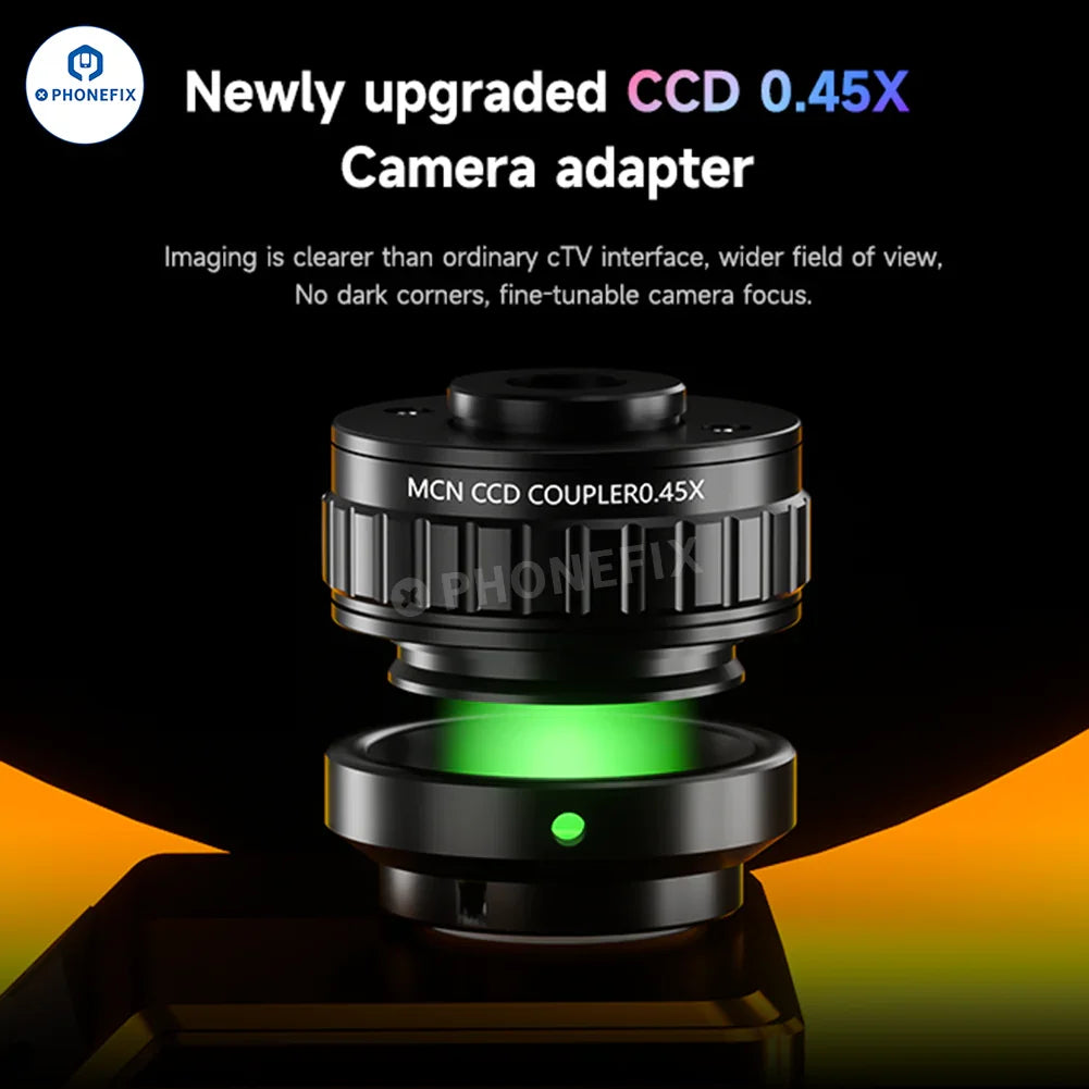 Mechanical Robot Z4 6.5X-60X trinocular stereo microscope by PHONEFIX, featuring adjustable focus and ergonomic design.