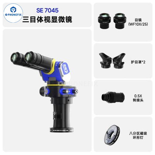 PHONEFIX MECHANIC SMART EYE electric microscope with 7-45X zoom for phone repair, featuring a compact head and adjustable focus.