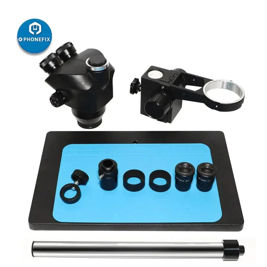 PHONEFIX 7X-45X trinocular stereo microscope with 38MP HDMI camera for detailed viewing and imaging of microscopic samples.