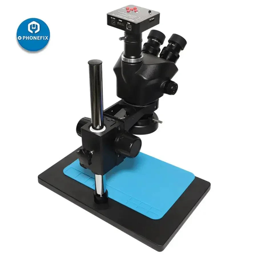PHONEFIX 7X-45X trinocular stereo microscope with 38MP HDMI camera, electric microscope for detailed viewing and imaging.