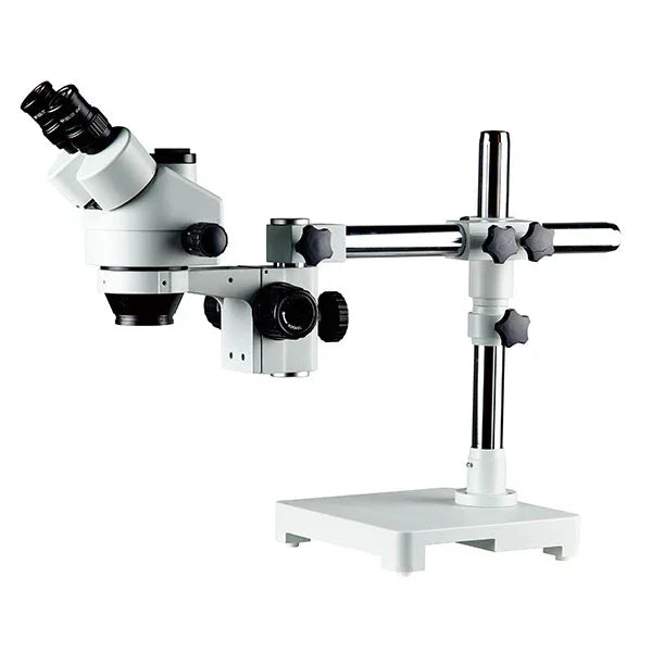 Phonefix double-arm boom stereo zoom trinocular microscope for PCB soldering, electric microscope with detailed optical view.
