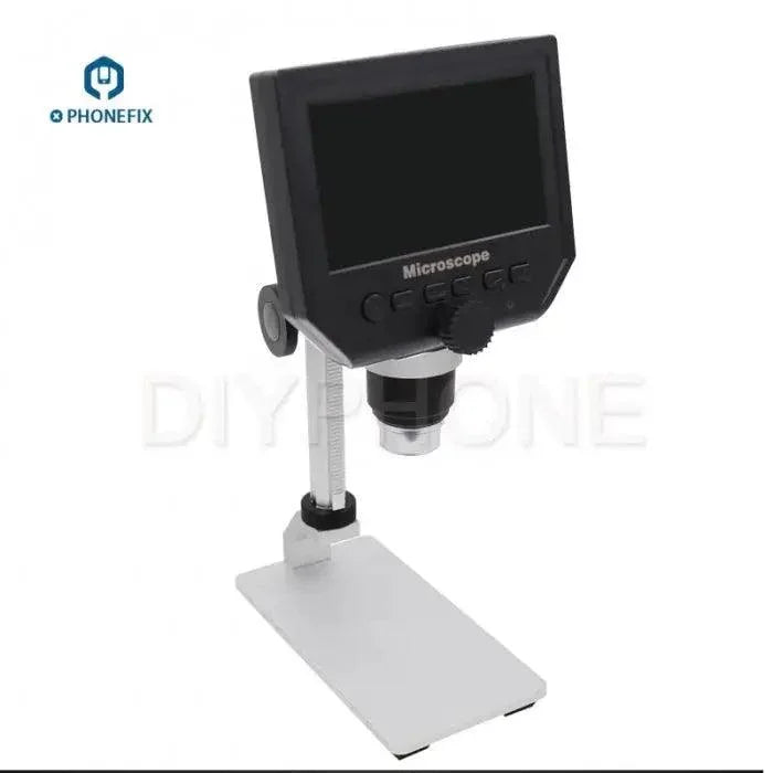 PHONEFIX 3.6MP 600X HD digital electronic microscope with 4.3-inch LCD display for detailed close-up viewing.