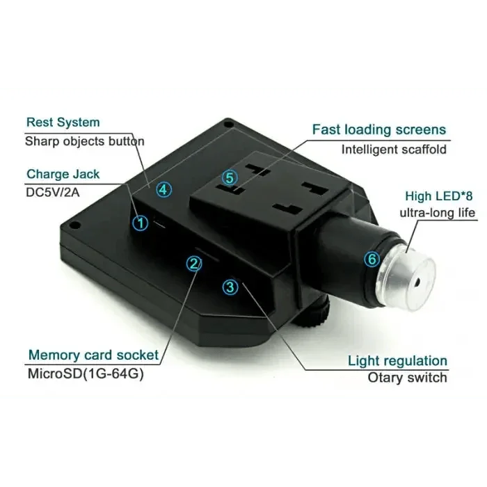 PHONEFIX 3.6MP 600X HD digital electronic microscope with 4.3-inch LCD display, used for detailed microscopic inspection.