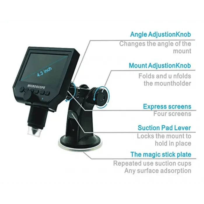 PHONEFIX 3.6MP 600X HD digital electronic microscope with 4.3" LCD display, ideal for detailed close-up inspections.