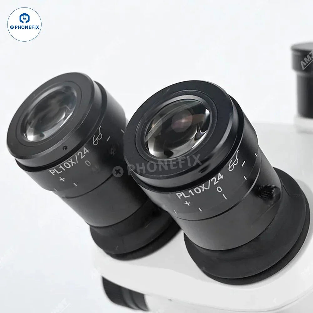 PHONEFIX ZM-6552TH binocular stereo zoom microscope with trinocular head, 0.65X-5.2X magnification, ideal for detailed inspection.