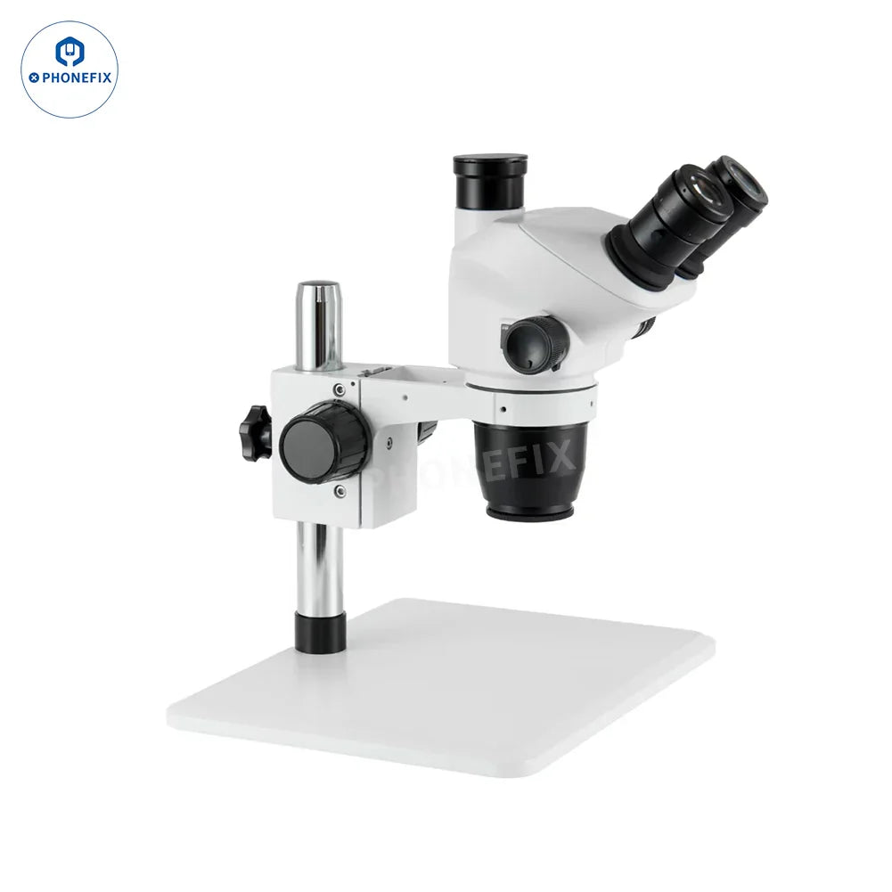 PHONEFIX ZM-6552TH binocular trinocular stereo zoom microscope with adjustable magnification and electric illumination.