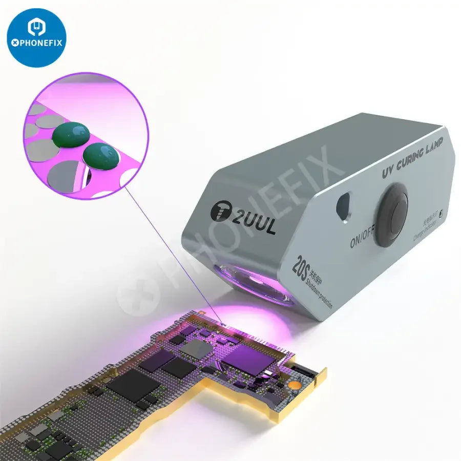 2UUL SC05 UV curing lamp light for motherboard repair by PHONEFIX, electric power tool used for precise UV curing in electronics repair