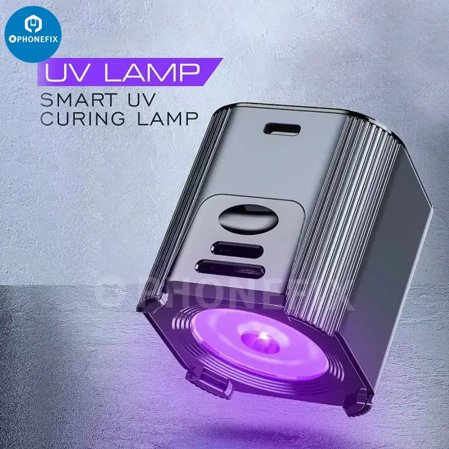Aixun UV curing lamp with fan by PHONEFIX, a green oil UV glue curing tool used for quick and efficient curing of UV adhesives.