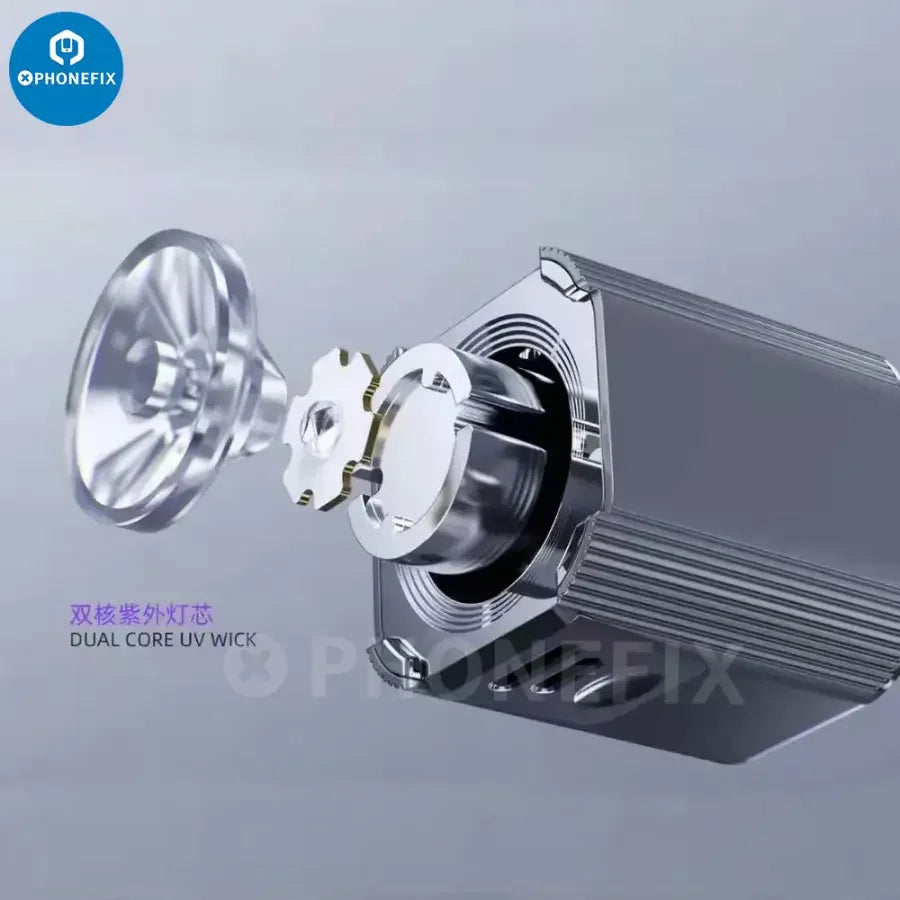 Aixun UV curing lamp with fan, green oil UV glue curing tool, electric power tool from PHONEFIX, used for fast UV curing.