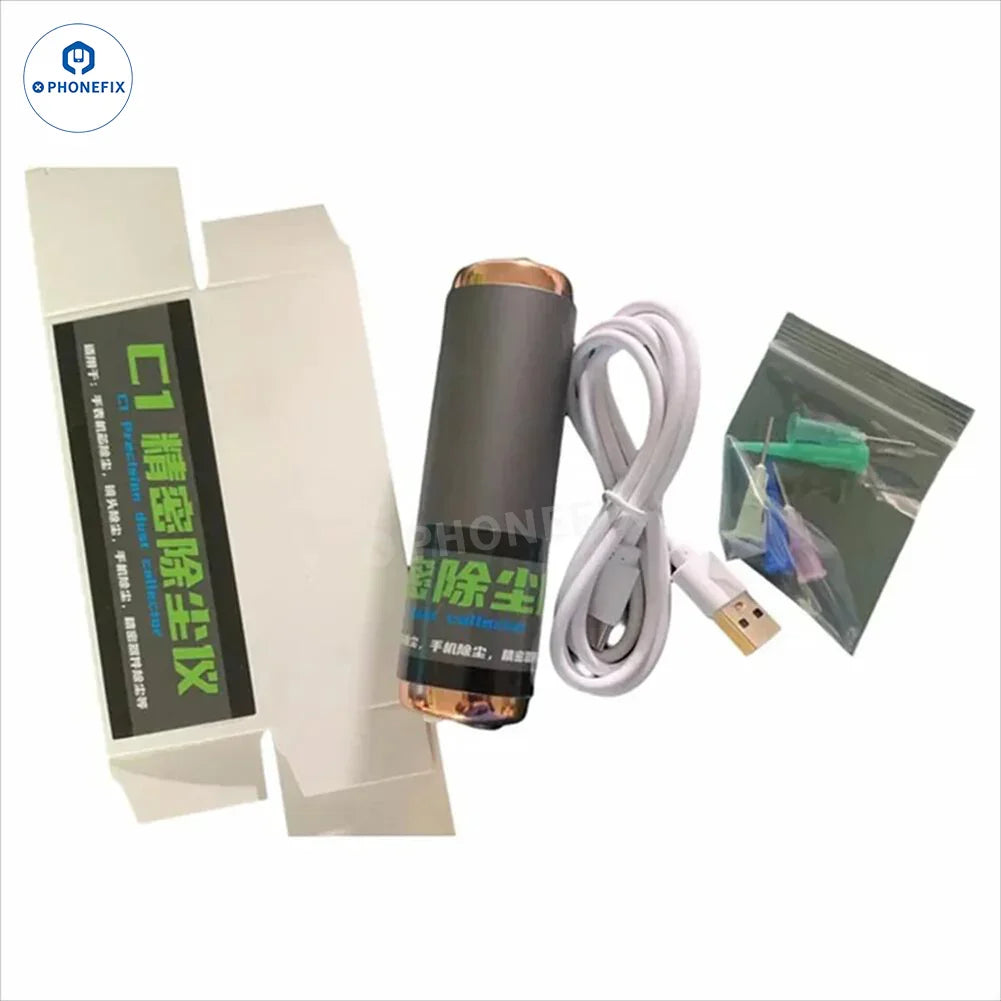 PhoneFix C1 Dust Collector electric tool for cleaning phone PCB, camera lens, and charging ports with precision.