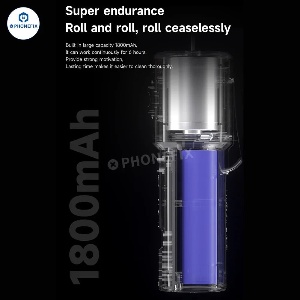 PhoneFix electric mechanic OCA glue remover with grinding and polishing tools, green lamp for precise electronics repair.