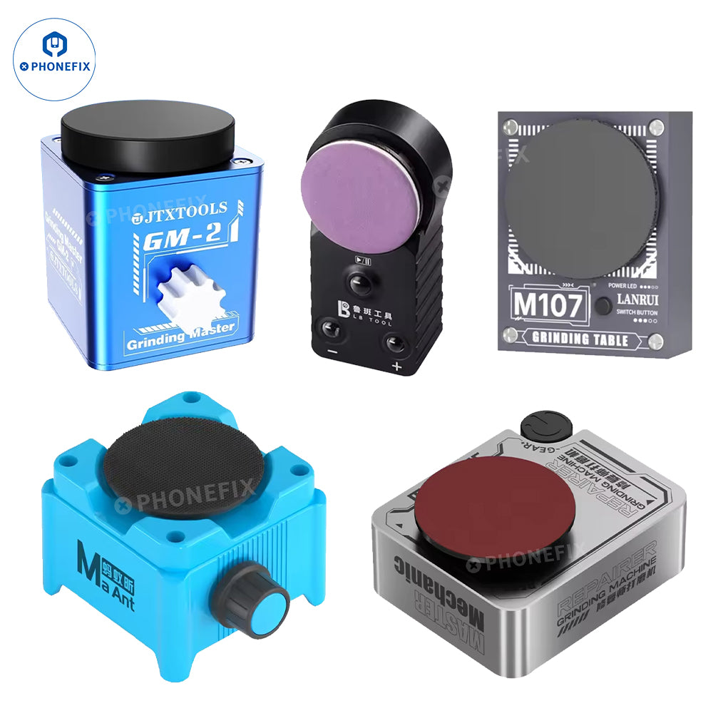 Electric grinding machine for tweezers and blades by PHONEFIX, used for polishing and restoring precision tools.