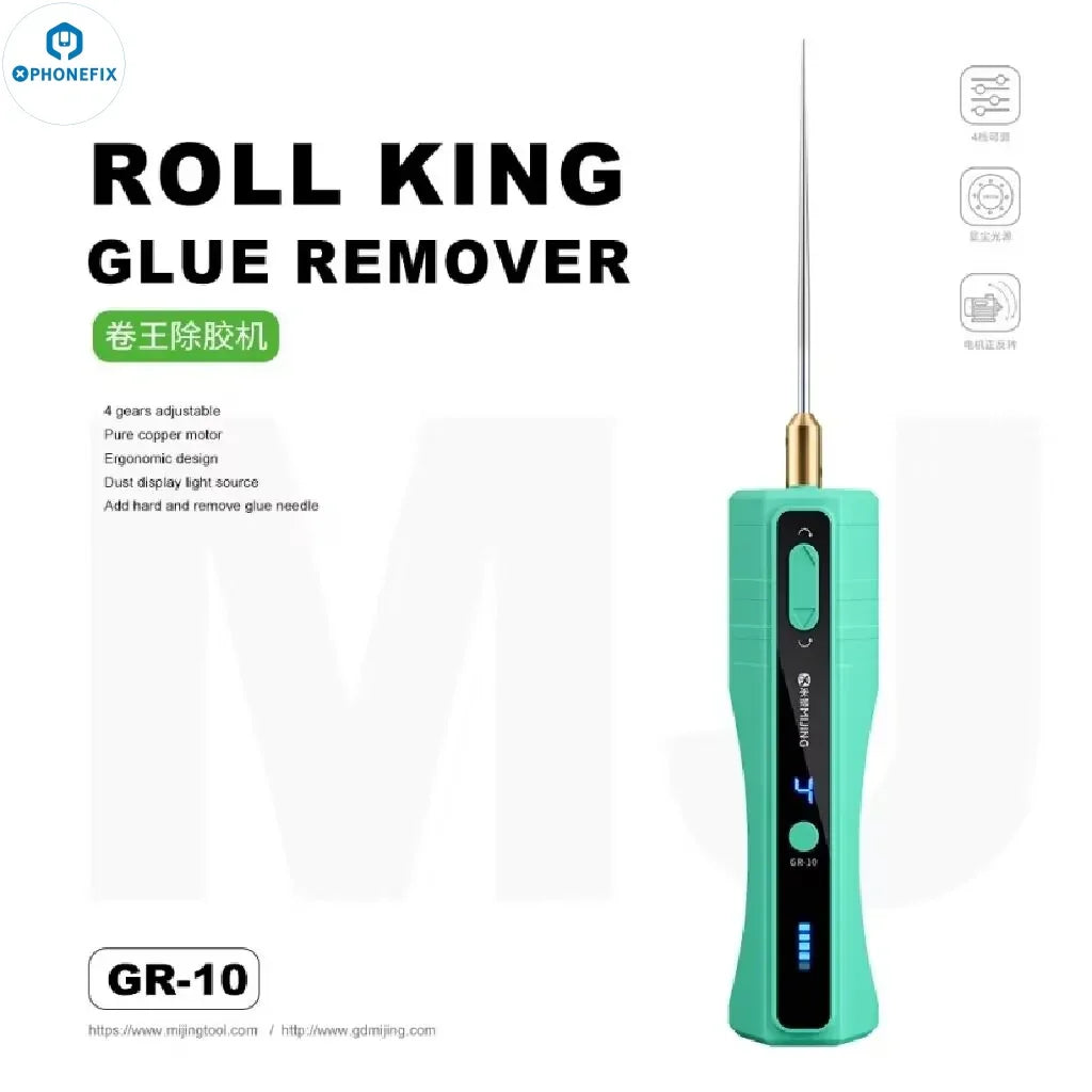 PHONEFIX MIJING GR-10 OCA Glue Remover Roll King with Dust Lamp, electric power tool for screen degumming and adhesive removal.
