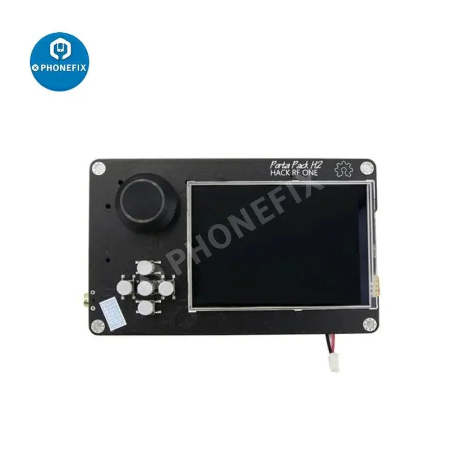 Phonefix PortaPack H2+ SDR radio kit with HackRF One, antenna, and case, covering 1MHz to 6GHz for versatile wireless testing.