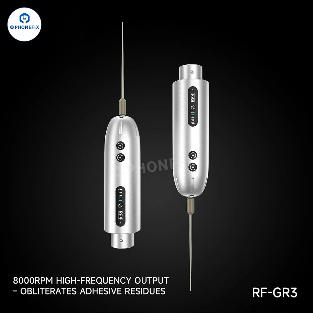 PHONEFIX RF4 RF-GR3 RF-GR3S electric glue remover for mobile screen repair, featuring handheld electric power tool for precise adhesive removal