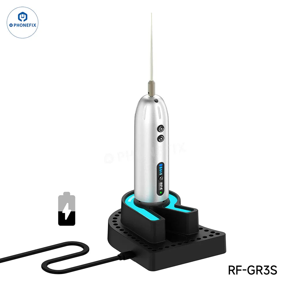 PhoneFix RF-GR3S electric glue remover tool for mobile screen repair, featuring a compact, handheld design for precise adhesive removal.