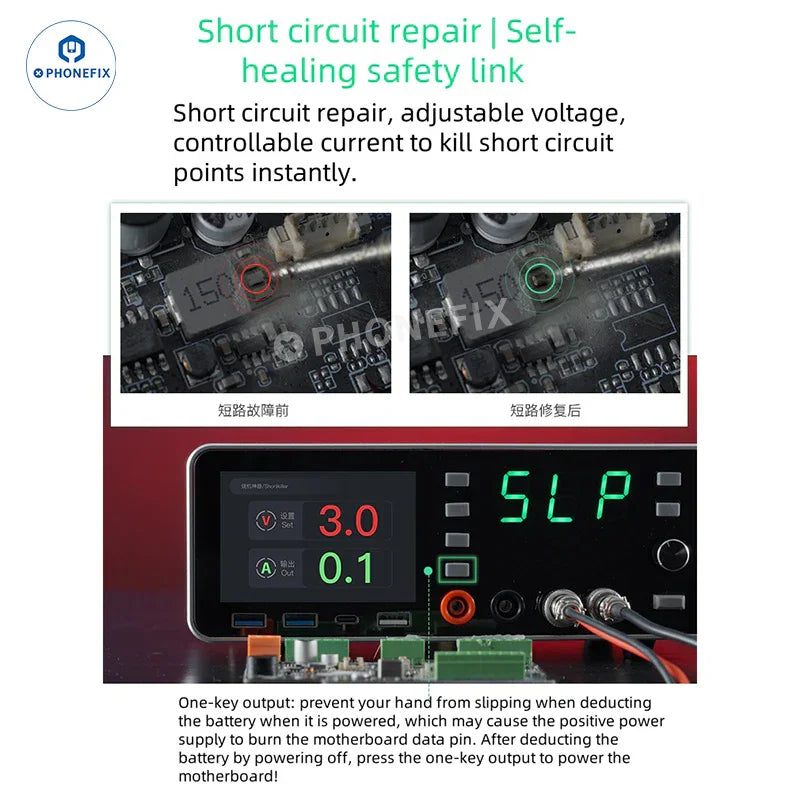 PHONEFIX TBK 219 Power Supply C210 soldering iron charger tester for electric power tools, with US plug and digital display.
