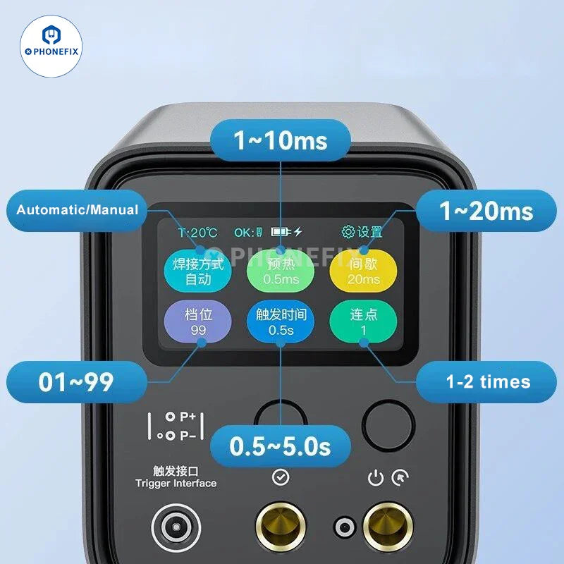 AWithZ UF20B Super Farah capacitor spot welding machine for electric welding tools by PHONEFIX, shown with welding components.