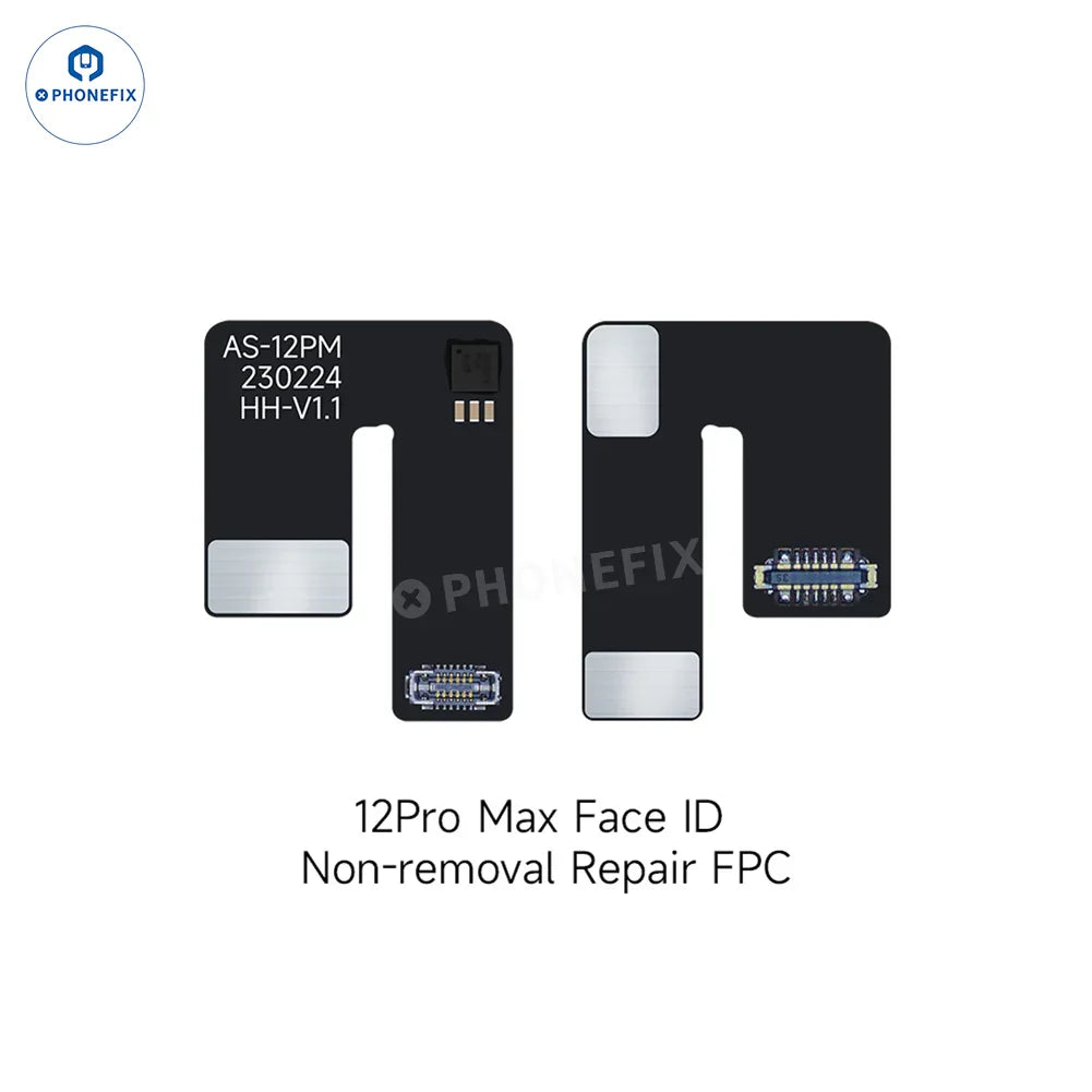 Outil de réparation PHONEFIX Face ID FC01&nbsp;: câble FPC pour le remplacement de Face ID sur iPhone, montrant le petit câble et le connecteur sur fond blanc.