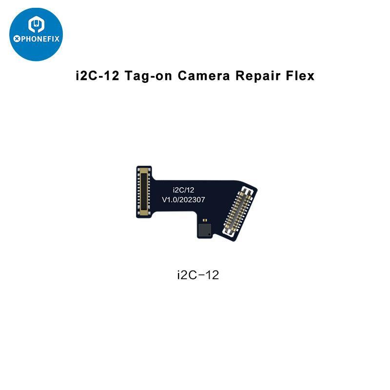 i2C Rear Camera Tag-on Repair Flex Cable for iPhone 11-15 Pro Max, Face ID repair tool by PHONEFIX, shows flexible cable component