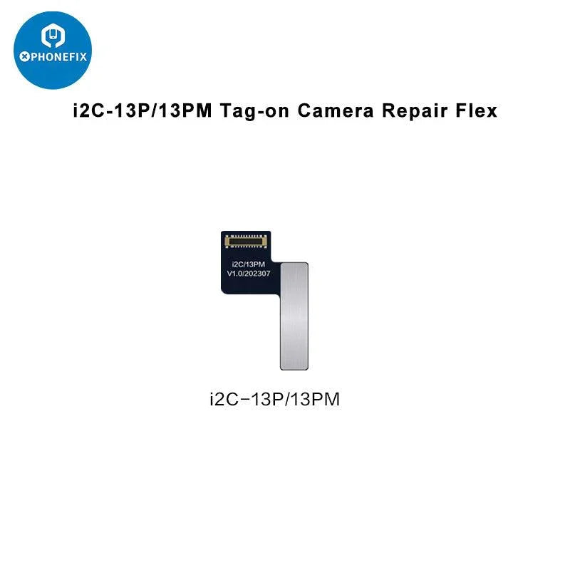 iPhone 11-15 Pro Max rear camera repair flex cable for Face ID repair, branded PHONEFIX, shown with connectors and flex cable details.