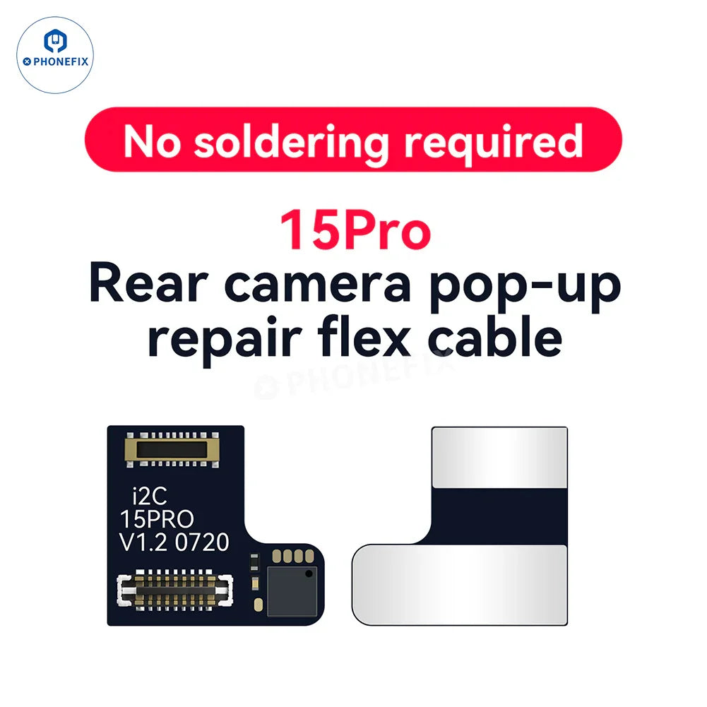 iPhone 11-15 Pro Max i2C rear camera tag-on repair flex cable for Face ID repair by PHONEFIX, detailed close-up image