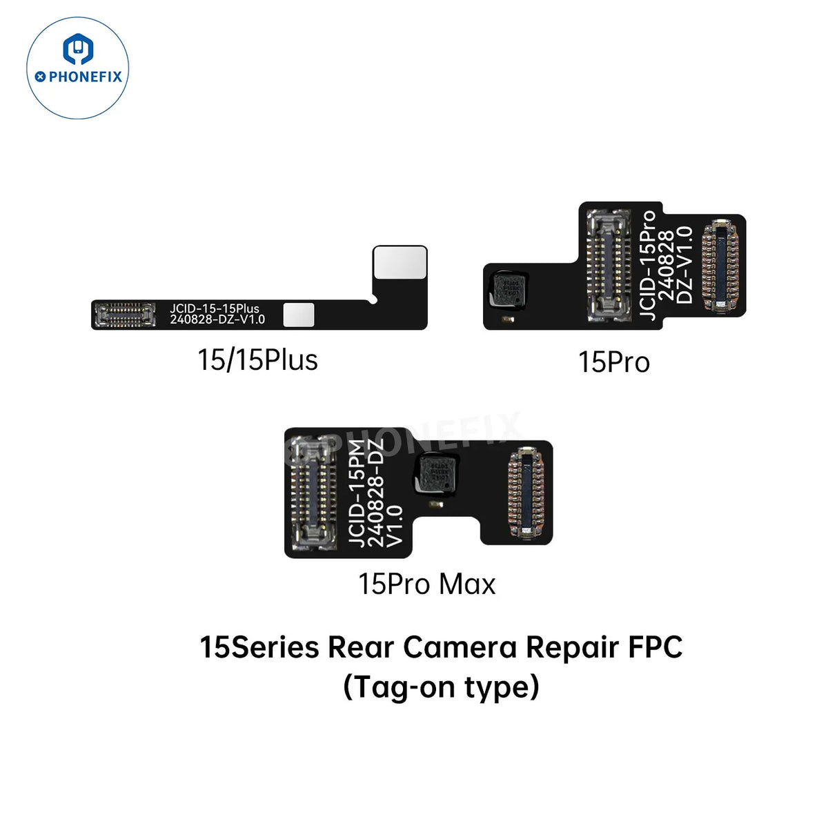PHONEFIX JCID wide angle camera tag-on repair FPC for iPhone 12-17 Pro Max Face ID repair tool, showing the small flexible circuit.