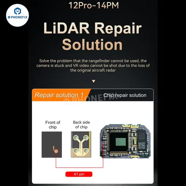 i2C Laser LiDAR repair FPC cable chip for iPhone 12-14 Pro Max Face ID repair, compatible with PHONEFIX repair tools.