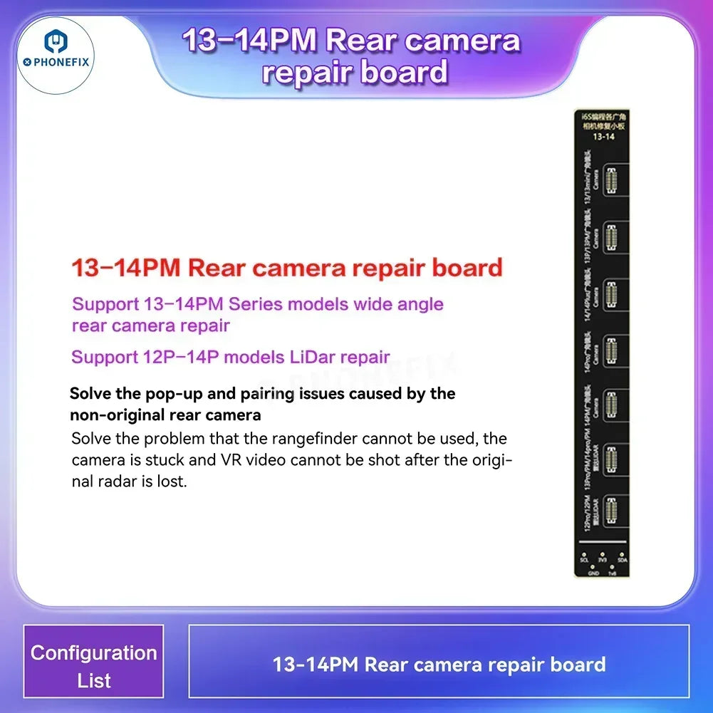 PhoneFIX i2C i6S A8S programmer for iPhone screen True Tone and Face ID repair, featuring various circuit boards and connectors.