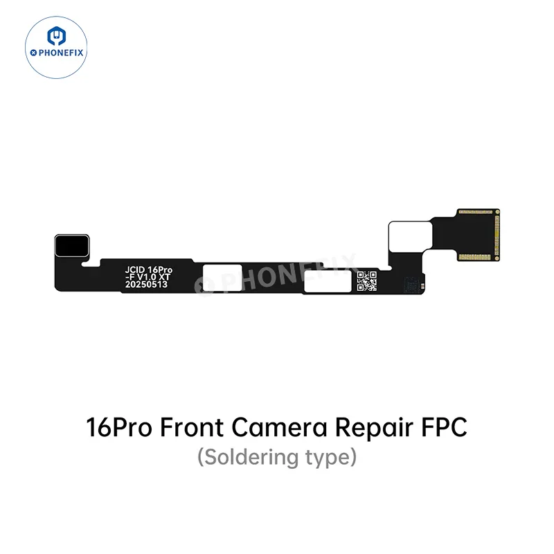 PhoneFix iPhone 14-17 Pro Max Face ID repair FPC cable for front camera replacement, showing the flexible connector cable.