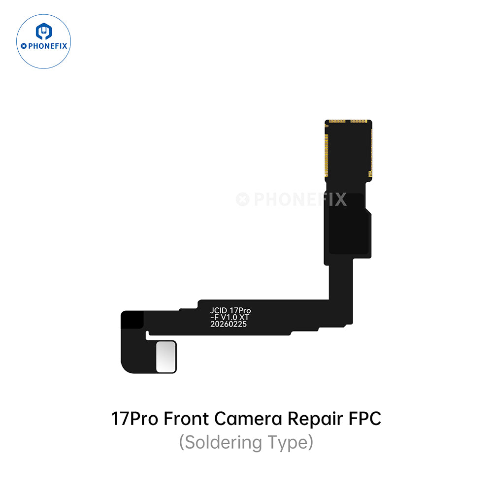 PHONEFIX iPhone 14-17 Pro Max front camera repair FPC cable for Face ID repair, showing the replacement component.