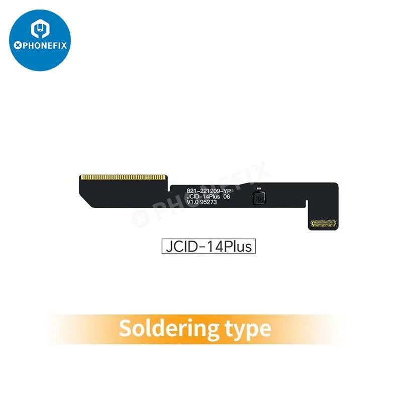 JCID rear camera FPC repair cable for iPhone XR to Pro Max, used as Face ID repair tool by PHONEFIX, shown on white background.