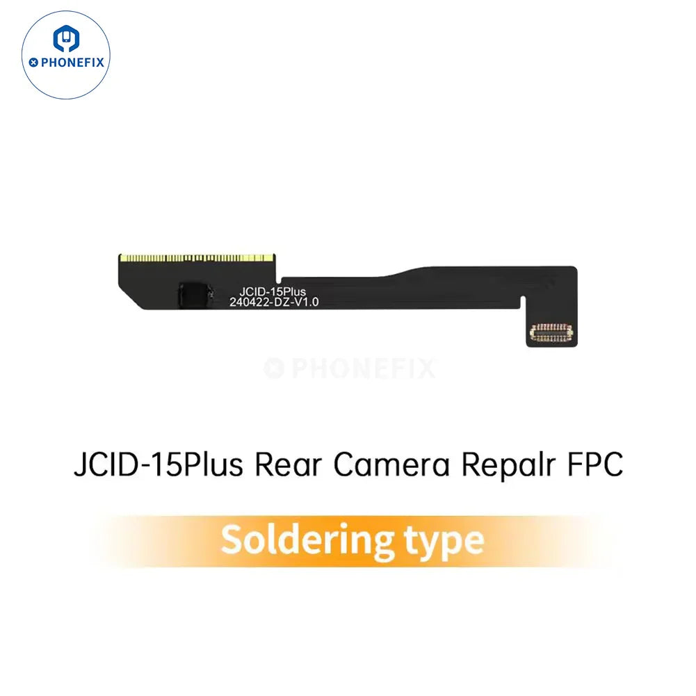PHONEFIX JCID rear camera repair FPC cable for iPhone XR to iPhone 17 Pro Max, Face ID repair tool with flexible connector.