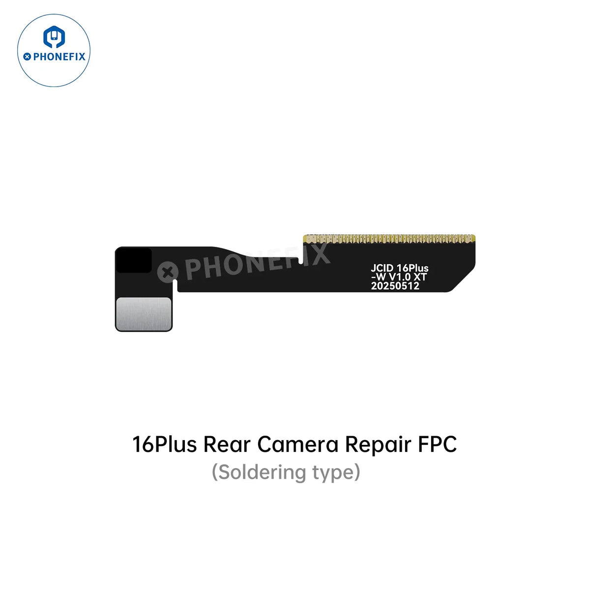 PHONEFIX iPhone XR to Pro Max Rear Camera FPC Cable for Face ID repair, showing the replacement repair tool and cable.