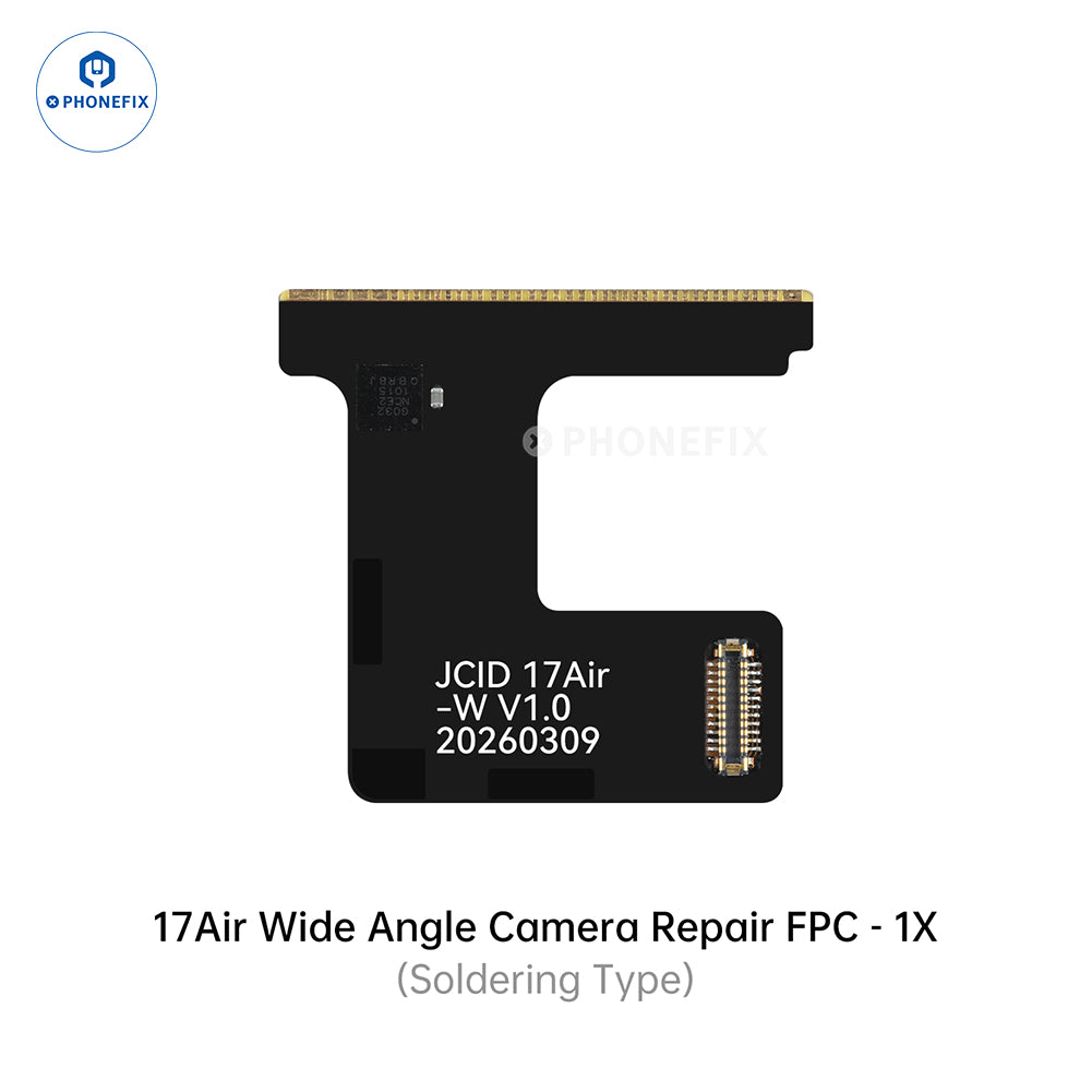PhoneFIX JCID rear camera FPC cable for iPhone XR to Pro Max, face ID repair tool, shown with connectors and flexible cable.