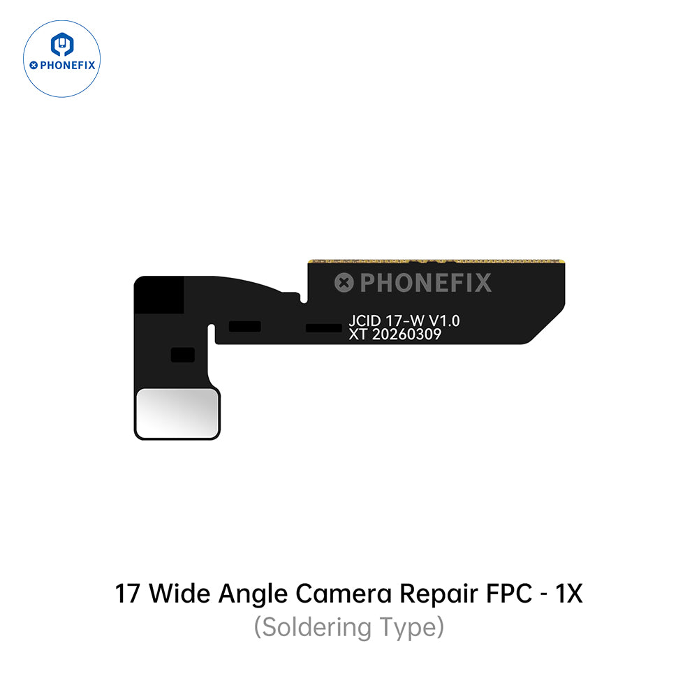 PHONEFIX JCID rear camera FPC cable for iPhone XR to Pro Max, used as a Face ID repair tool for iPhone models.