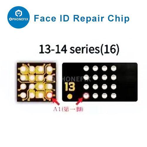 A108 BOX multi-function repair programmer for iPhone 8-16 Pro Max, Face ID repair tool by PHONEFIX, showing device connections and interface.
