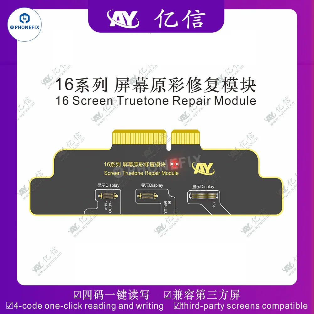 PHONEFIX A108 BOX iPhone Face ID repair tool with screen and repair components for iPhone 8 to iPhone 16 Pro Max models.
