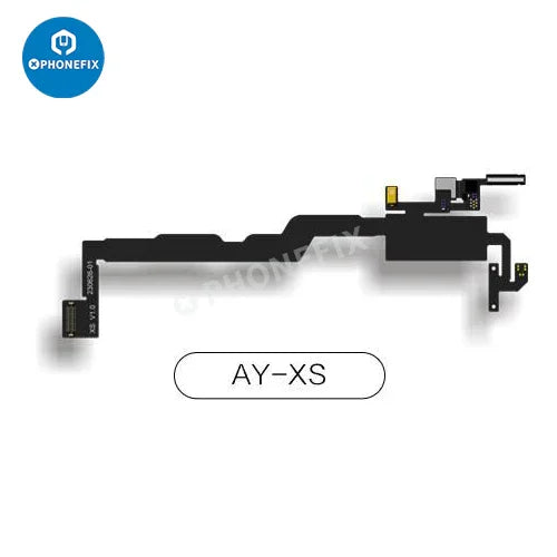 AY A108 iPhone Face ID repair tool FPC cable for True Tone and Face ID repair, showing the small repair component and cable connection.
