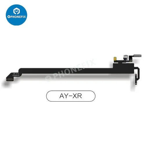 PhoneFix AY A108 iPhone Face ID repair tool with FPC cable for True Tone and Face ID module repair, showing the repair tool and cable.