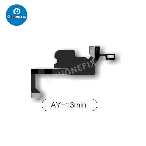 PHONEFIX AY A108 earpiece FPC cable repair tool for iPhone True Tone Face ID, showing precision tool and cable components.