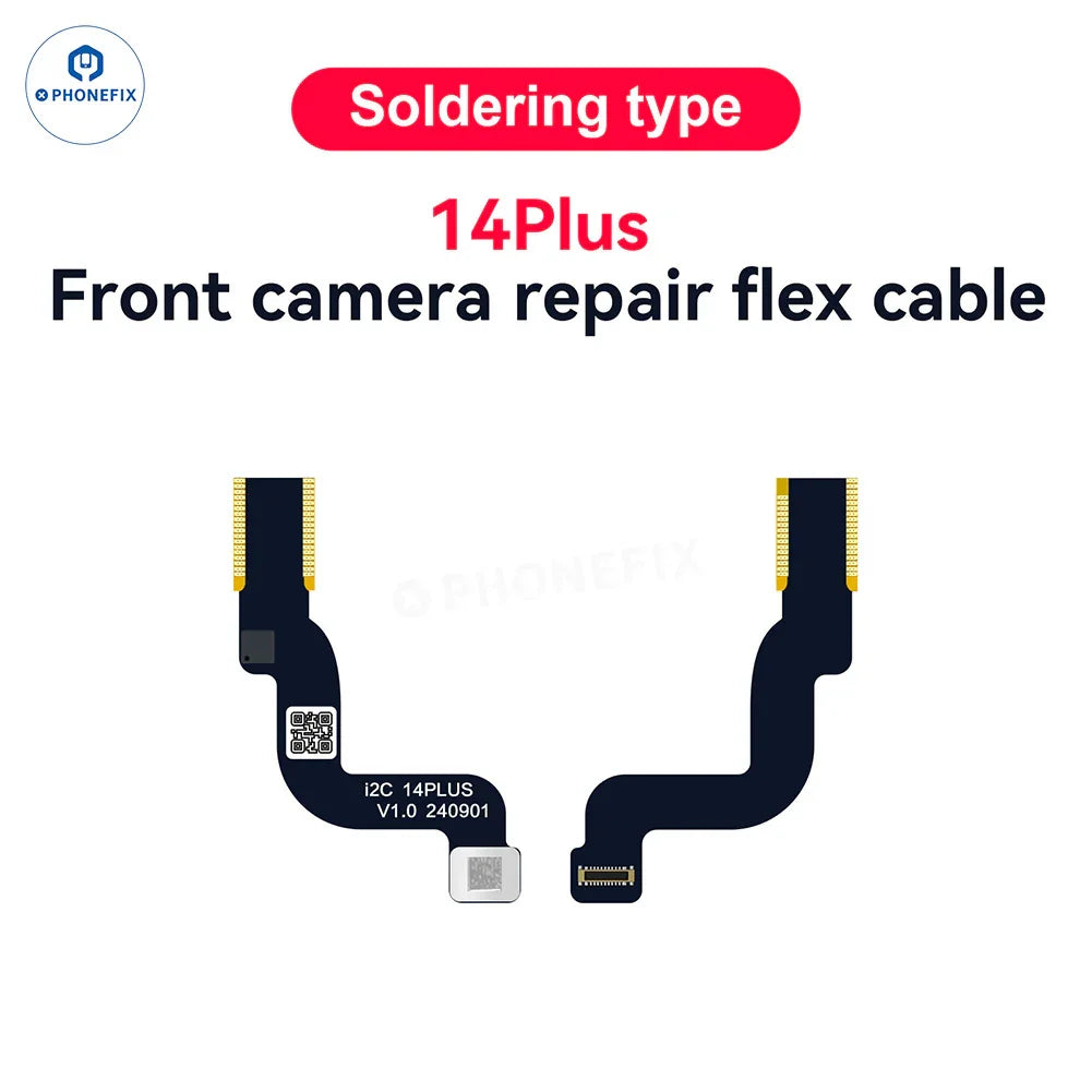 iPhone 14 Pro Max front camera FPC repair cable for Face ID repair, compatible with PHONEFIX repair tools.