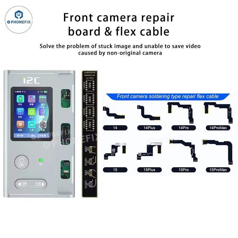 i2C front camera FPC repair cable for iPhone 14-15 Pro Max, used as Face ID repair tool by PHONEFIX